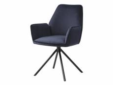 Chaise de salle à manger hwc-g67, chaise de cuisine, pivotante, auto-position ~ velours, bleu anthracite