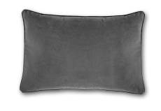 Coussin velours zippé en polyester gris anthracite 40x60cm