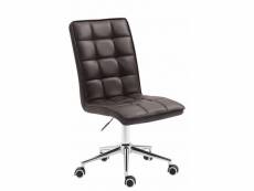 Fauteuil chaise tabouret de bureau avec dossier haut en synthétique marron hauteur réglable bur10284