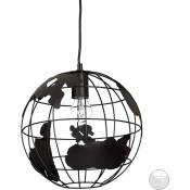Helloshop26 - Lampe murale lampadaire décoration design à suspension abat-jour boule globe noir - Noir