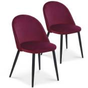 Intensedeco - Lot de 2 chaises Cecilia velours Rouge pieds noirs - Rouge