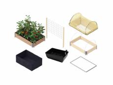 Kit carré potager avec accessoires gardenbox 120 x 80 cm marron
