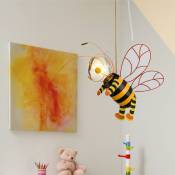 Lampe à suspension chambre d'enfant suspension abeille led lampe de chambre garçons filles, métal noir jaune, led 7W 700lm 2700K, LxPxH 36x25x120 cm