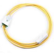 Ledbox - Câble textile avec interrupteur et prise, 2x0.75mm, 2m, jaune