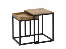 Lenton - table basse style industriel salon - 45x40x55 cm - table basse gigogne - marron