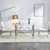 Lot de 2 chaises de salle à manger modernes, dossier en simili cuir et lin, chaise d'appoint rembourrée à dossier haut, dossier à rayures