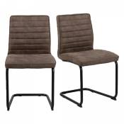 Lot de 2 chaises en simili et métal noir marron