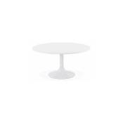 M-s - Table basse ronde 90 cm plateau en bois blanc et pied blanc - livy