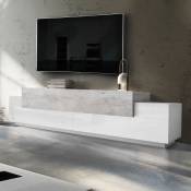 Meuble tv Design 240cm 4 placards 3 Portes Blanc Gris