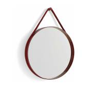 Miroir rond en acier rouge 50 cm Strap - Hay