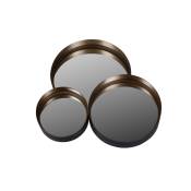 Miroirs ronds en métal couleur laiton (set de 3)