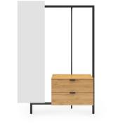 Mobilier Deco - nova - Meuble d'entrée avec armoire miroir et 2 tiroirs en bois et métal - Bois