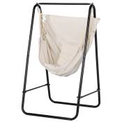 Outsunny Chaise hamac de jardin avec support, chaise suspendue avec coussin, accoudoir, crochets, blanc crème