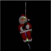 Père Noël grimpeur sur corde lumineuse à led couleurs changeantes h 70 cm - Rouge - Feeric Christmas