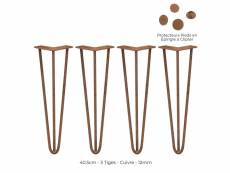 Skiski legs - 4 pieds de table en épingle à cheveux 40.6cm 3 tiges en acier couleur cuivre épaisseur 12mm 26520