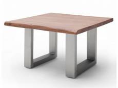 Table basse en bois d'acacia massif noyer et acier inoxydable - l.75 x h.45 x p.75 cm -pegane- PEGANE