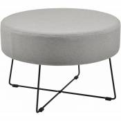 Table basse ronde repose pieds textile métal 60 cm gris et noir - Gris