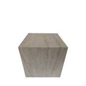 Table d'appoint carrée effet travertin 40x40cm beige