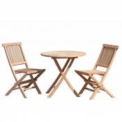 Table de jardin et chaises en teck 2 personnes