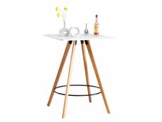 Table haute de bar nerja en bois avec plateau carré et repose-pieds en métal , blanc /nature (carré)