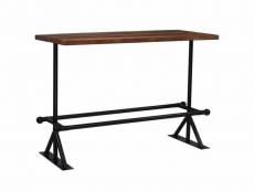 Table haute mange debout bar bistrot bois massif de récupération marron 150 cm helloshop26 0902086