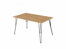 Table moderne, avec structure en métal et plateau en mdf laminé chêne, 140x80x75 cm 8052773562232