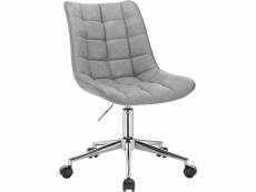 Tabouret de bureau à roulettes-chaise de bureau-tabouret de travail en similicuir-pivotant 360°-gris