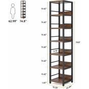 Tagère d'angle à 6 niveaux de 75 pouces de hauteur pour bibliothèque étroite Étagère de rangement à plusieurs niveaux Présentoir - Tribesigns