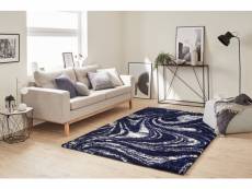 Tapis salon - motif géométrique - 677 bleu - poil long- oslo - 80x300cm - 100% polyester
