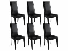 Torino - lot de 6 chaises simili noir et pieds laqués