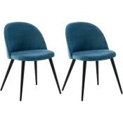 Venture Home - Chaise en velours avec pieds en acier Velvet (Lot de 2) - Bleu