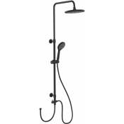 Wenko - Colonne de douche avec douche pluie et casque, noir, 120 cm