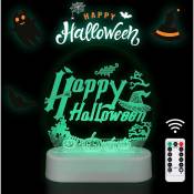 1 pi��ce Veilleuse 3D Halloween,D��Coration d'halloween 3D Illusion Lampe led, Lumi��re Doptique De Crane De Citrouille, Pour D��coration Maison Et