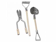 3 mini outils de jardin métal-bois 9-13 cm 8625500