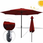 3.5m Parasol de marché de avec manivelle Alu UV40+ Parasol d'extérieur Patio Garden Umbrella Rouge - rouge - Einfeben