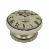 4 boutons de meuble Vieille Horloge porcelaine 3 8 x 2 4 cm