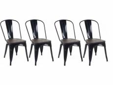4 chaises de salle à manger style industriel factory métal noir et assise en bois cds04541