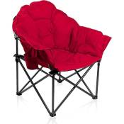 Alpha Camp - Chaise de camping pliable ronde xxl Moon Chair Fauteuil de camping confortable pour extérieur, balcon, terrasse, salon, bureau, Rouge