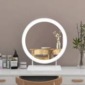 Aqrau - Grand miroir de maquillage illuminé avec miroir de courtoisie à led illuminé, miroir à led à intensité variable, miroir rond rotatif, miroir