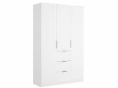 Armoire placard meuble de rangement coloris blanc brillant - longueur 135 x profondeur 52 x hauteur 204 cm