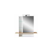 Armoire suspendue avec miroir 90x25x91 cm blanc et chêne - wally