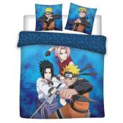 Aymax - Parure de lit double réversible Naruto, Sasuke et Sakura - 220 cm x 240 cm