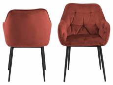 Boboxs lot de 2 fauteuils de table bea velours rouge