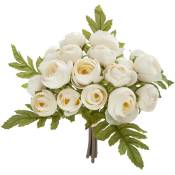 Bouquet de 18 mini camélias artificiels blanc H30cm