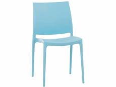 Chaise de jardin en plastique bleu design simple empilable 10_0000869