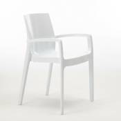 Chaise polypropylène empilable avec accoudoirs salle à manger Cream Grand Soleil Couleur: Blanc
