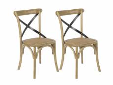 Chaises en bois massif et métal assise rotin (lot de 2) - bistrot