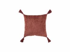 Coussin motifs coton terracotta rouge
