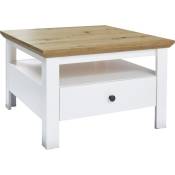 Ebuy24 - Universal Table basse, 1 compartiment ouvert, imitation chêne, blanc.