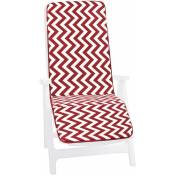 Emmevi Mv S.p.a. - Coussin de Chaise de jardin Pliant Douce Housse de Place Chaise longue Motif à rayures en zigzag - Rouge